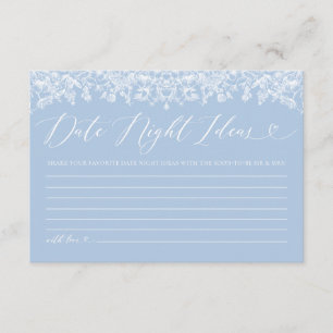 Dusty Blue Floral Bridal Shower Date Night Ideas Enclosure Card