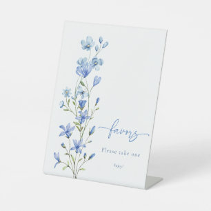 Dusty Blue Floral Bridal Shower Favours Pedestal Sign