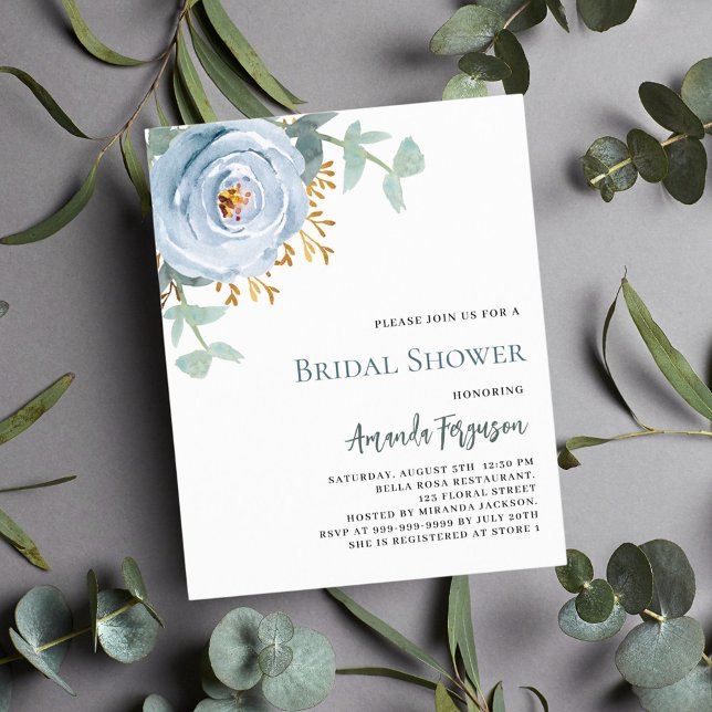 Dusty blue floral Bridal Shower invitation (Creator Uploaded)