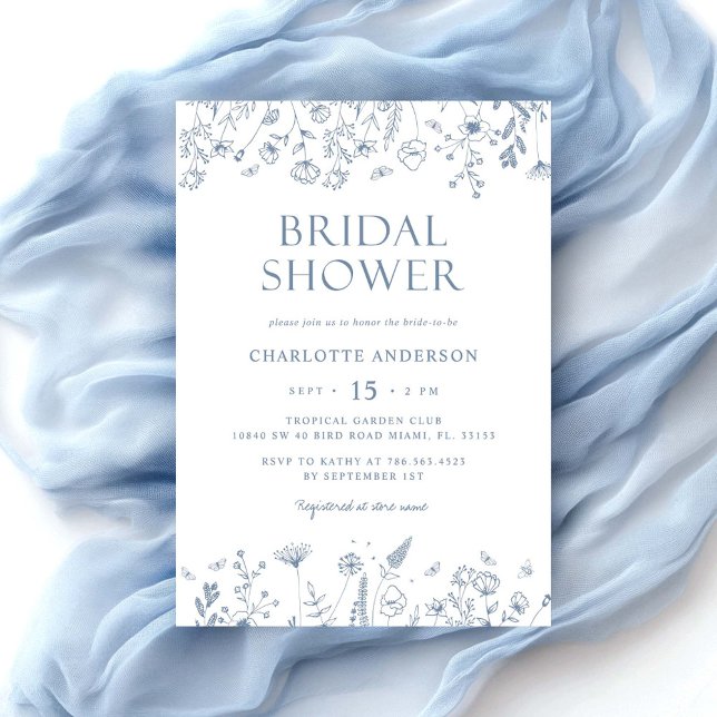 Dusty Blue Floral Bridal Shower Invitation (Creator Uploaded)