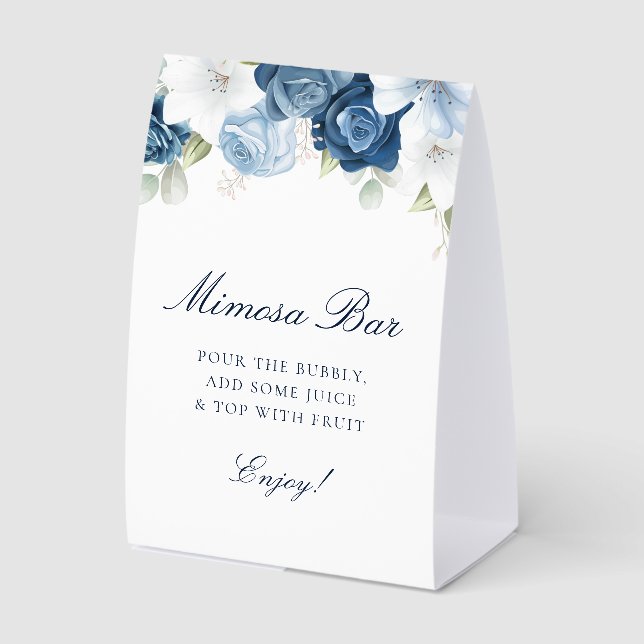 Dusty Blue Floral Bridal Shower Mimosa Bar (Front)