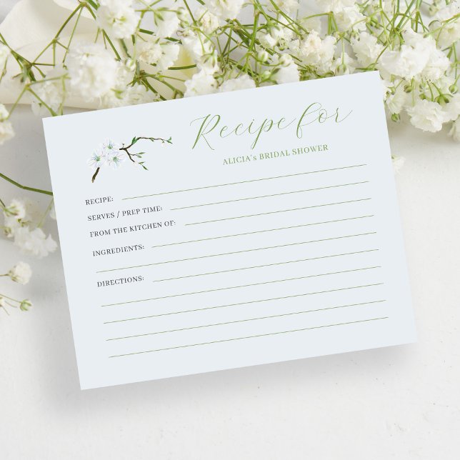 Dusty blue floral bridal shower recipe card (Creator Uploaded)
