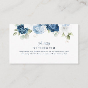 Dusty Blue Floral Bridal Shower Recipe Card Insert
