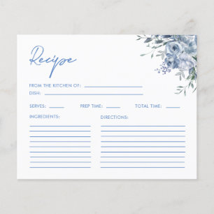 Dusty Blue Floral Bridal Shower Recipe Cards