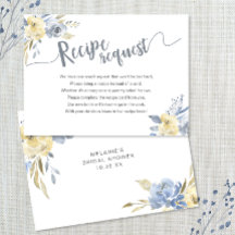 Dusty Blue Floral Bridal Shower Recipe Request