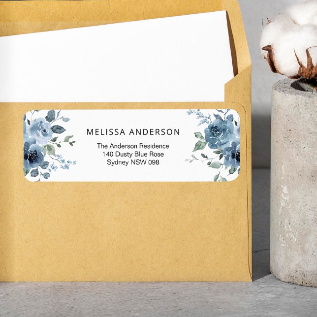 Dusty Blue Floral Bridal Shower Return Address Label (Creator Uploaded)