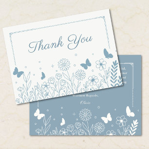 Dusty blue Floral Bridal Shower Thank You Card