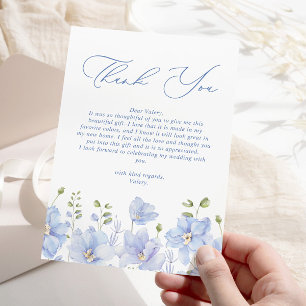 Dusty Blue Floral Bridal Shower Thank You Card