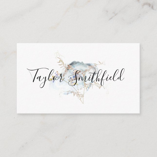 Dusty Blue Floral Business Card (Front)