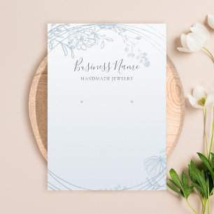 Dusty Blue Floral Circle Earring Jewellery Display Business Card