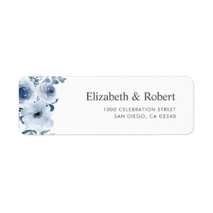 dusty blue floral custom address label return address label