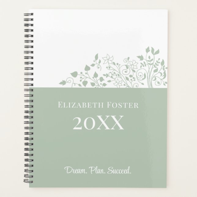 Dusty Blue Floral Customisable Planner (Front)