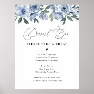 dusty blue floral dessert bar poster