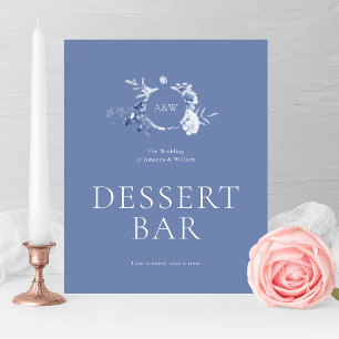 Dusty Blue Floral Dessert Bar Sign