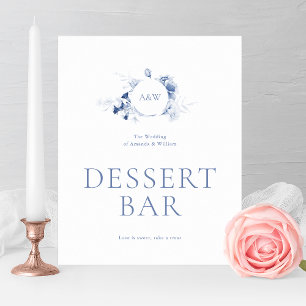 Dusty Blue Floral Dessert Bar Sign