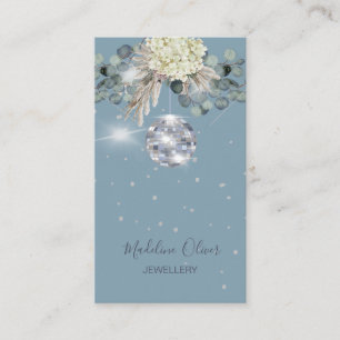 Dusty Blue Floral Disco Ball Jewellery Display Business Card