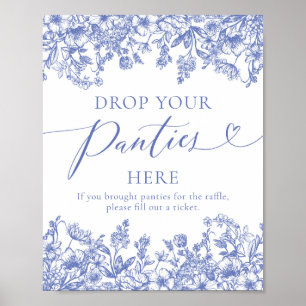 Dusty Blue Floral Drop Your Panties Here Game Sign