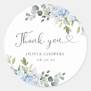 Dusty Blue Floral Eucalyptus Baby Shower Sticker