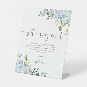 Dusty Blue Floral Eucalyptus Put A Ring On It Sign