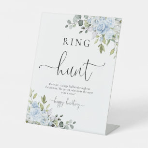 Dusty Blue Floral Eucalyptus Ring Hunt Sign