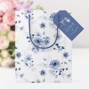 Dusty Blue Floral Favour Tag with “Love”