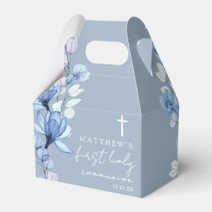 Dusty Blue Floral First Holy Communion Favour Box