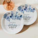 Dusty Blue Floral Flowers Birthday Party Paper Plate<br><div class="desc">These are Dusty Blue Floral Flowers Birthday Party Paper Plates!</div>