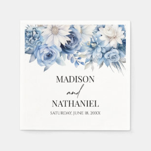Dusty Blue Floral Flowers Garden Wedding Napkin