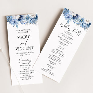 Dusty Blue Floral Flowers Garden Wedding Program