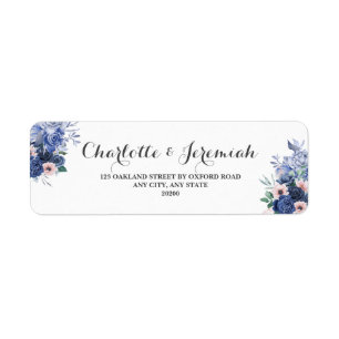 Dusty Blue Floral Foliage Wedding Return Address Label