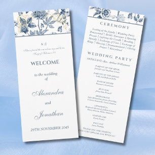 Dusty Blue Floral French Christian Wedding Program