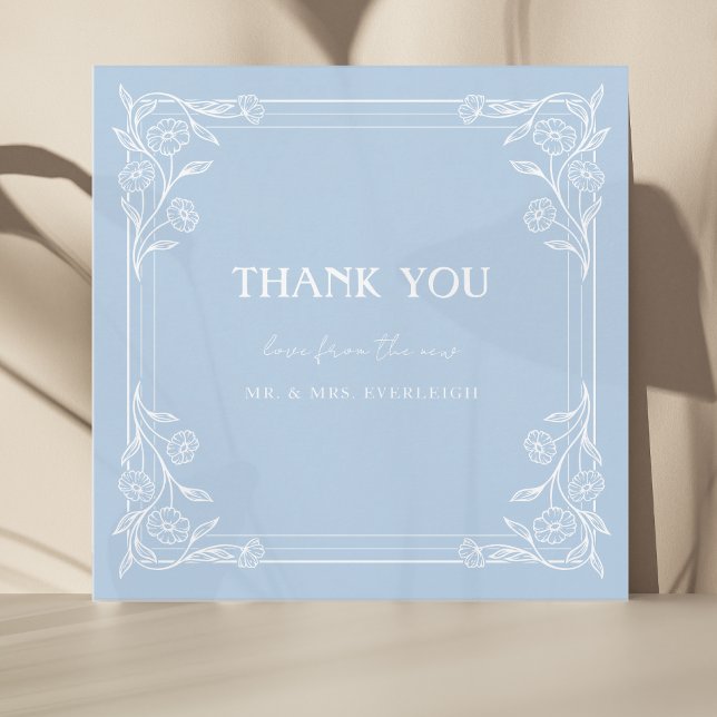 Dusty Blue Floral Fusion Thank You Card (Creator Uploaded)