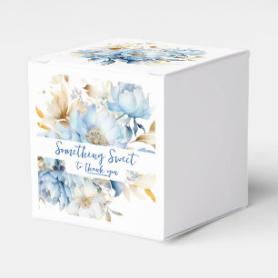 Dusty Blue Floral Gold Favour Box