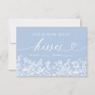 Dusty Blue Floral Guess How Many Kisses Game Invitation
