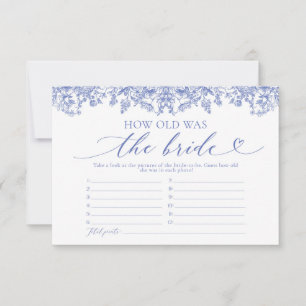Dusty Blue Floral How Old Was The Bride Game Invitation