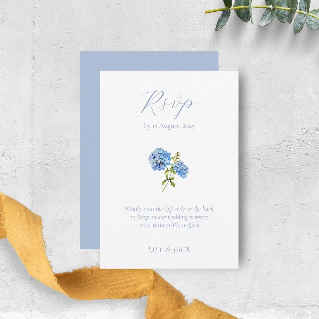 Dusty Blue Floral Hydrangea Wedding RSVP  Enclosure Card (Creator Uploaded)