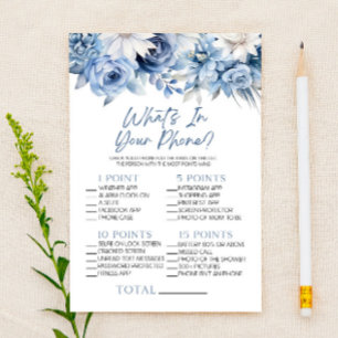 Dusty Blue Floral In Your Phone Baby Shower Game