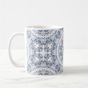 Dusty Blue Floral Mandala  Coffee Mug