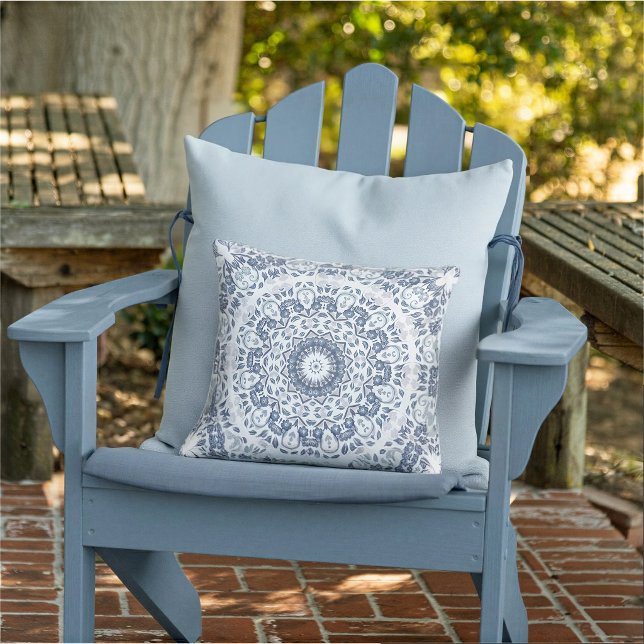 Dusty Blue Floral Mandala Cushion (Creator Uploaded)