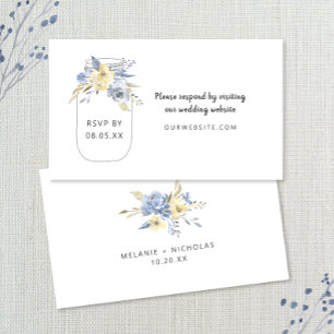 Dusty Blue Floral Mason Jar rsvp website card