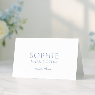 Dusty Blue Floral Monogram Wedding Place Card