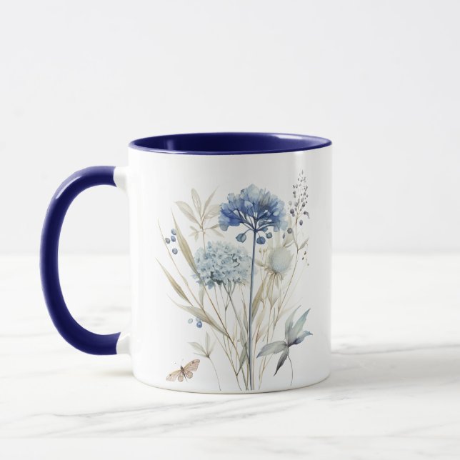 Dusty Blue Floral  Mug (Left)