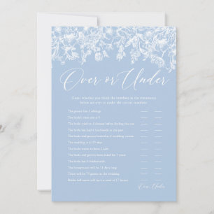Dusty Blue Floral Over or Under Bridal Shower Game Invitation