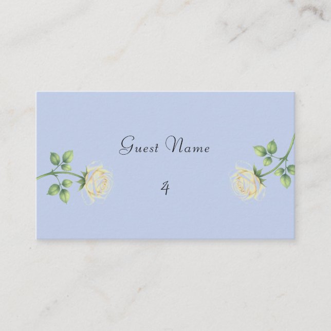 Dusty Blue Floral Place Card (Front)