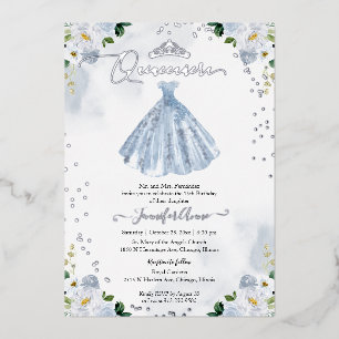 Dusty Blue Floral Quinceanera