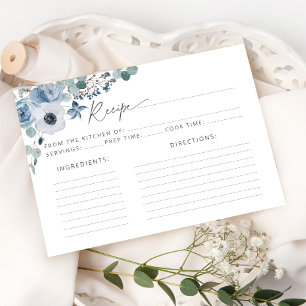 Dusty blue floral recipe card