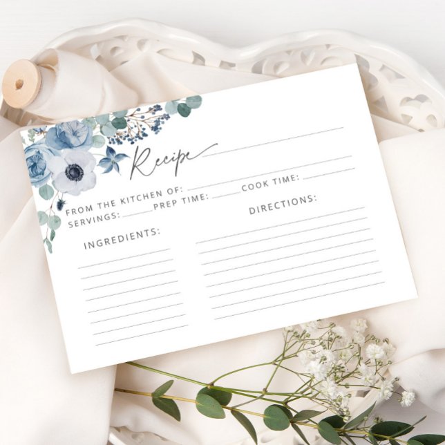 Dusty blue floral recipe card (Creator Uploaded)