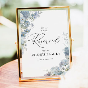 Dusty Blue Floral Reserved Sign 5x7 Wedding Decor