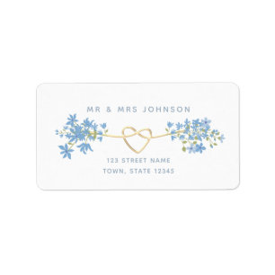 Dusty Blue Floral Return Address Label