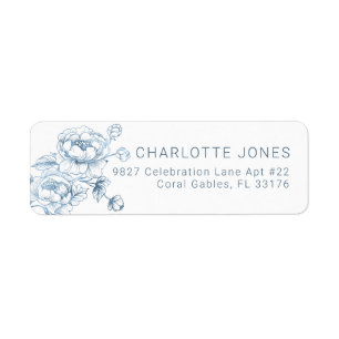 Dusty Blue Floral Return Address Label